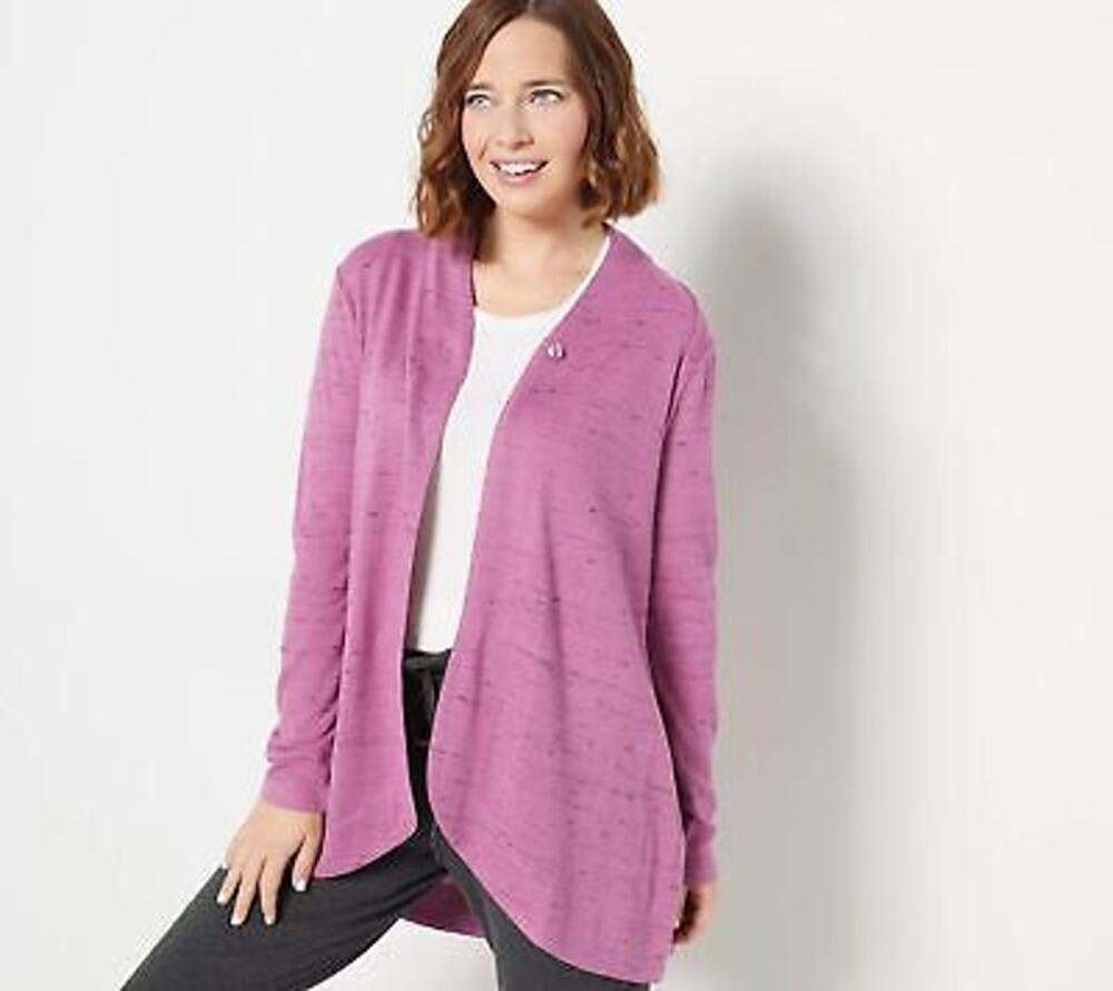 Logo Lounge Lori Goldstein Purple Cocoon Cardigan Sweater Women's Size XL